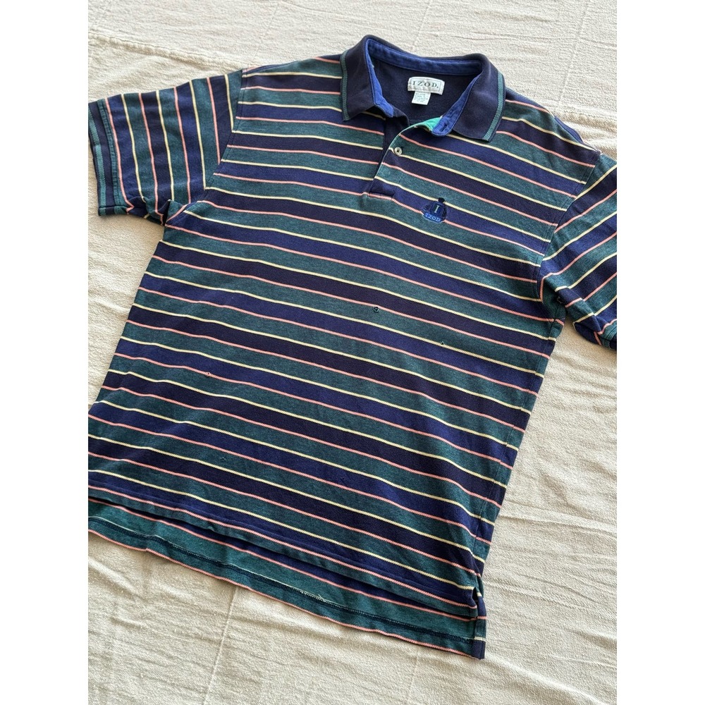 Vintage IZOD multicolor horizontal striped polo